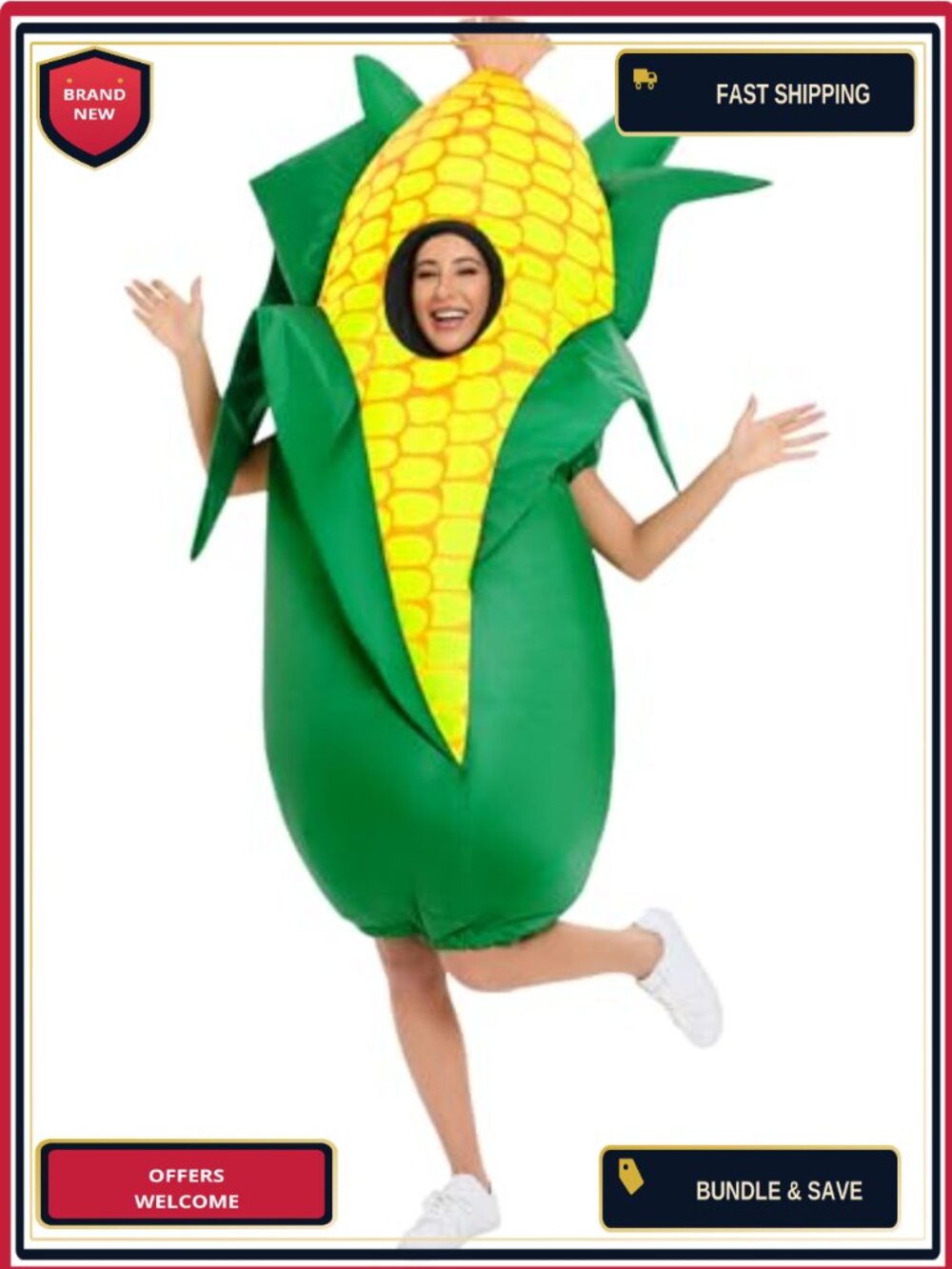 Inflatable Corn Costume Adult Funny Blow Up Suit Halloween Thanksgiving